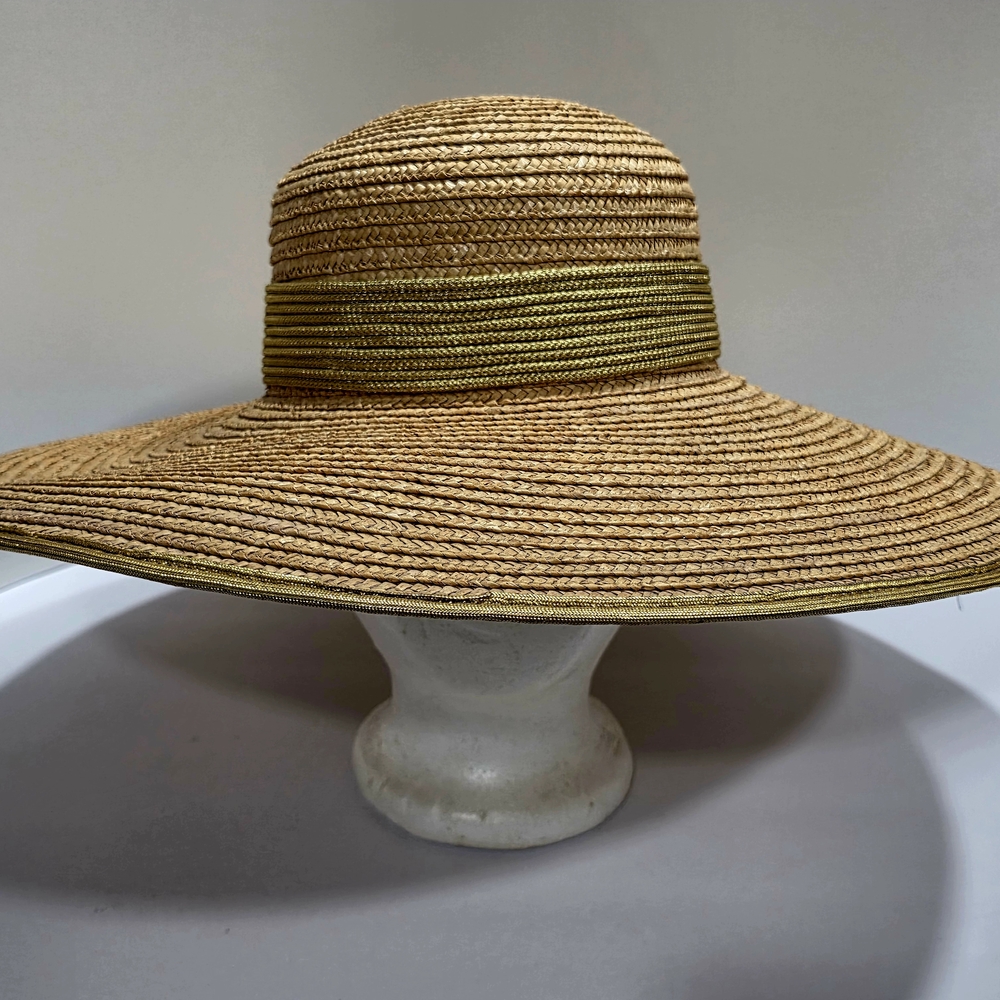 Kokin New York Straw Sun Hat Neiman Marcus Wide Brim Tan Summer NWOT